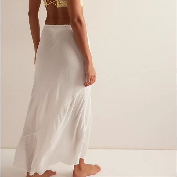 NEW Free People Intimately Sweet On You Bias Half Slip Maxi Skirt Clean Ivory - Picture 3 of 15
